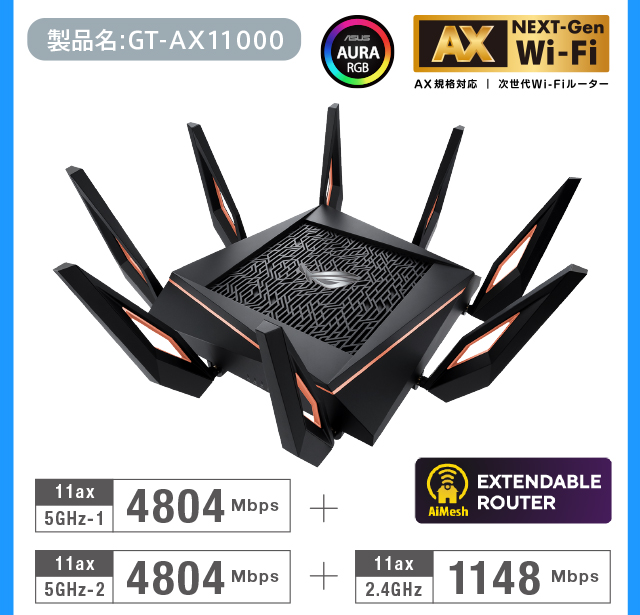 特売 TP-Link ARCHER AX11000 11ax Wi-Fi6 対応 次世代トライバンド ゲーミング 無線LANルーター親機  4804Mbps+4804Mbps+1148Mbps